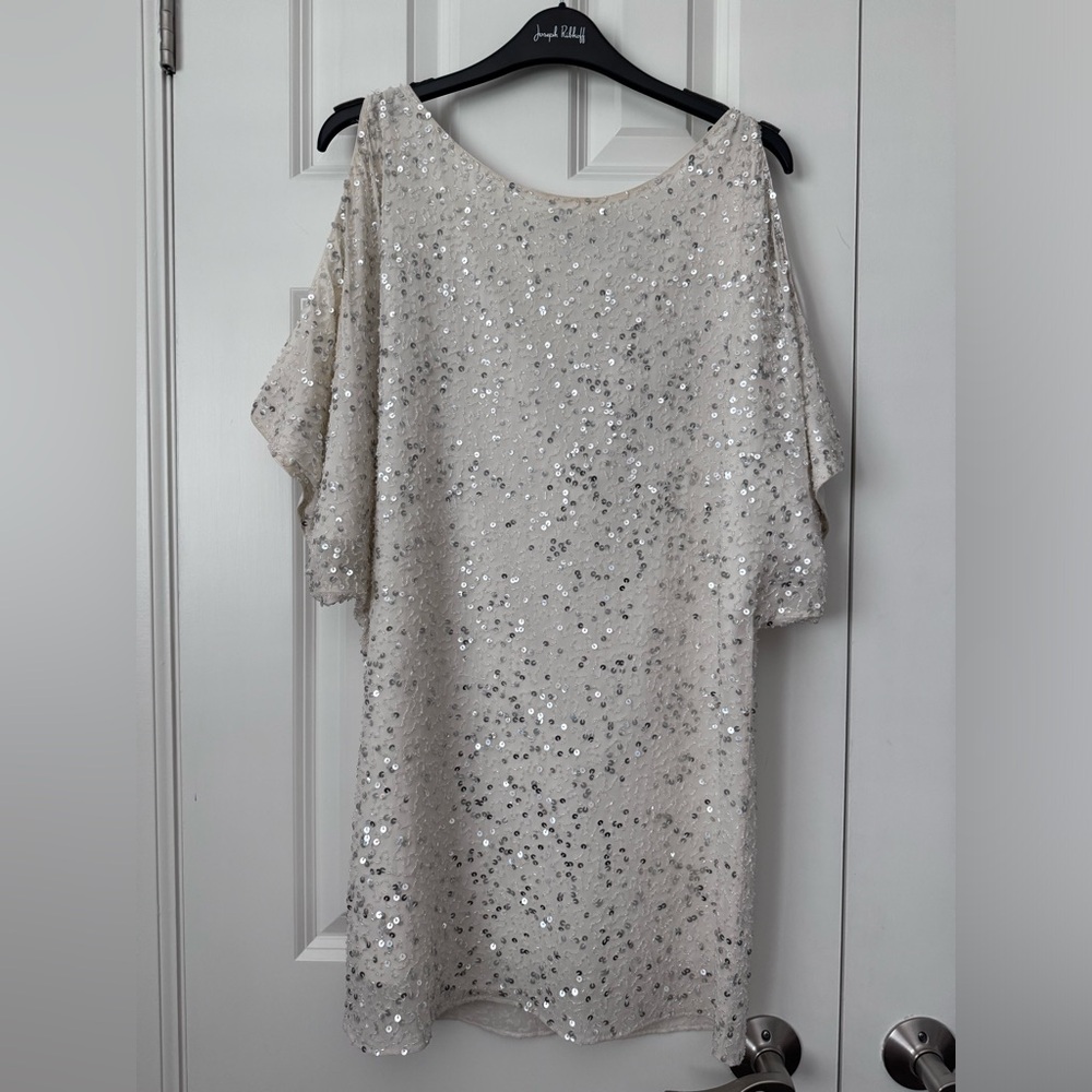 Aidan Mattox White Sequence Dress
